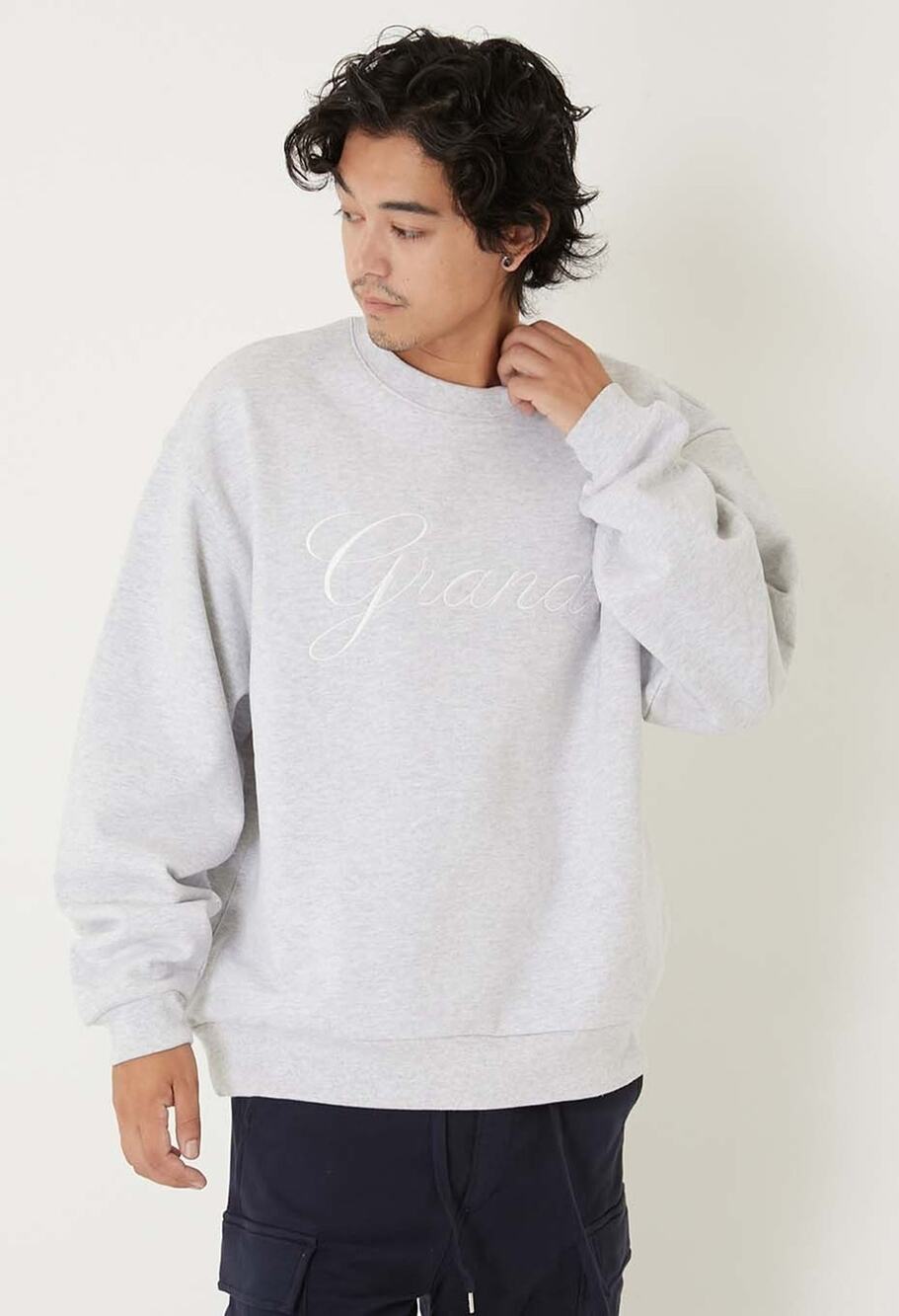 Grand Collection Men's Medium Gray Embroidered Logo Crew Neck Sweatshirt P6-5